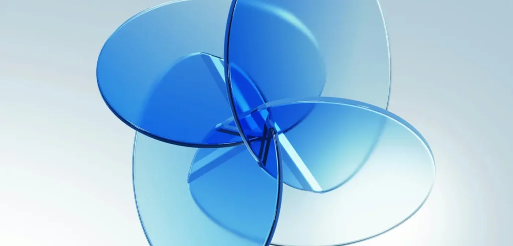 Floating blue plastic circles connected together to represent digital services for data protection services in woking.