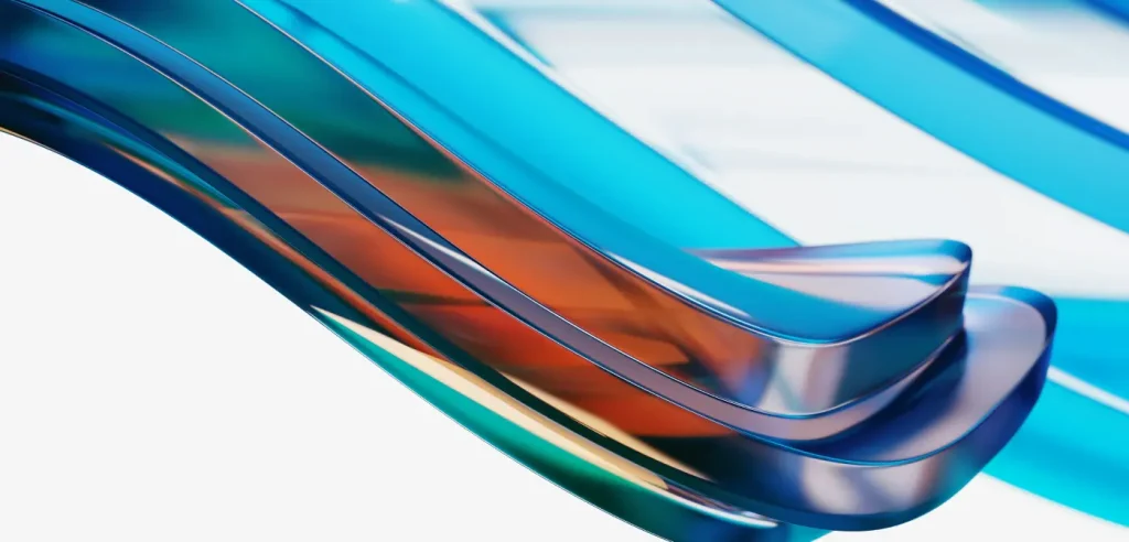 Abstract blue and red wave representing advisory and ongoing support in data protection.