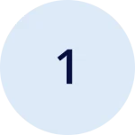 Step 1 indicator: a light blue circular badge with the number 1 in dark blue.